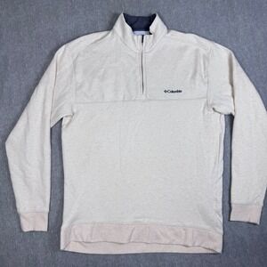 Columbia Mens XL Oatmeal Heather Quarter Zip Fleece Pullover XM0846 Mock Neck